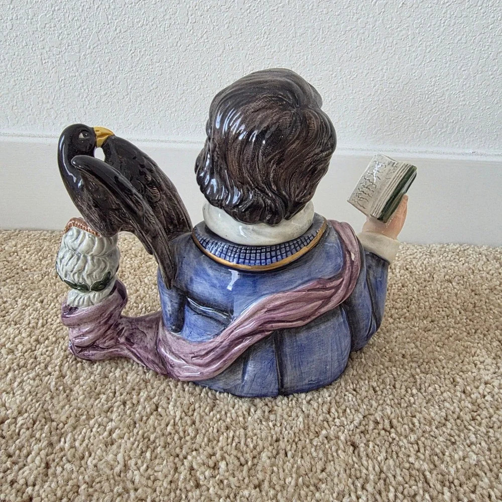 Fitz & Floyd Edgar Allan Poe Teapot 1995 Ltd Ed Literary Masters 16oz Raven
